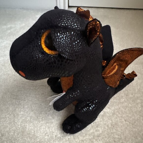 NWT TY Beanie Boo - MERLIN the Dragon 9" - Plush Black Dragon 2017 - Picture 3 of 14